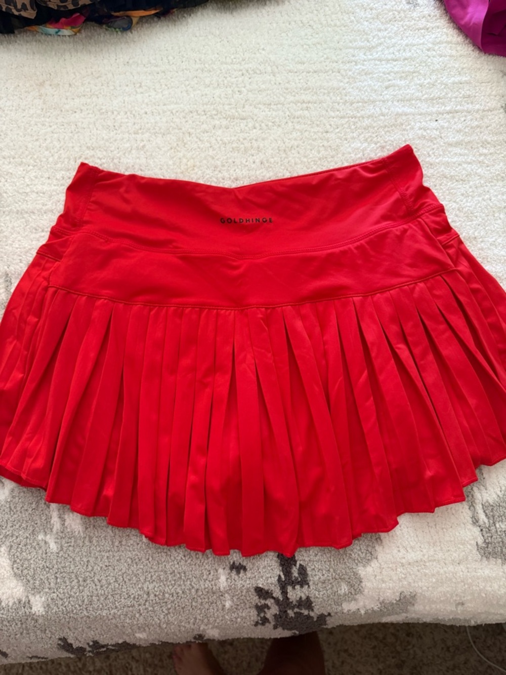 Goldhinge Red Pleated Tennis Skirt